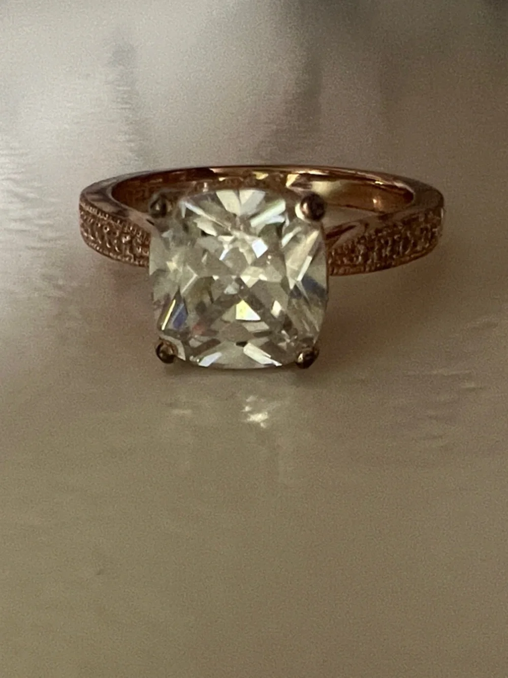 Macy's Rose Gold-Tone Ring with Clear Cushion Stone